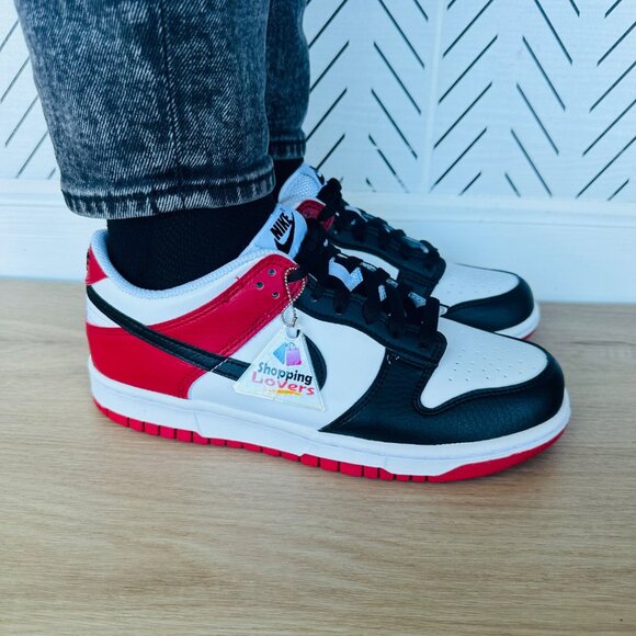 ❤️❤️❤️Nike Dunk Low GS Sz 6.5Y Big Kids Shoes Sneakers Black Red Whie HF9980-600